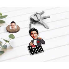 BK Kişiye Özel Godfather Baba Karikatürlü Ahşap Anahtarlık-7