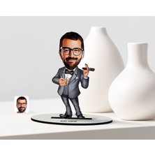 BK Kişiye Özel Bay Patron Karikatür Ahşap Biblo - 3