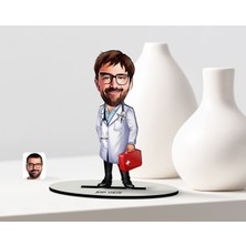 BK Kişiye Özel Bay Acil Tıp Teknisyeni Karikatür Ahşap Biblo - 1