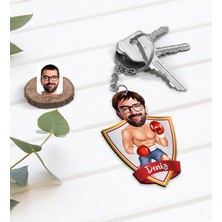 BK Kişiye Özel Isimli Erkek Boksör Karikatürlü Ahşap Anahtarlık-1