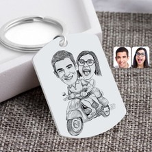 BK Kişiye Özel Karakalem Sevgililer Karikatürlü Pleksi Anahtarlık-10