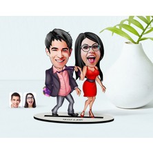 BK Kişiye Özel Sevgililer Karikatür Ahşap Biblo - 4