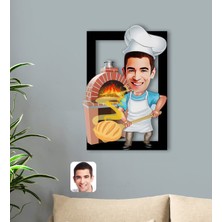 BK Kişiye Özel Erkek Fırın Ustası Karikatürlü 3D Ahşap Tablo-1