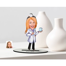 BK Kişiye Özel Bayan Diş Hekimi Karikatür Ahşap Biblo - 1