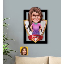 BK Kişiye Özel Isimli Kız Çocuk Karikatürlü 3D Ahşap Tablo-3