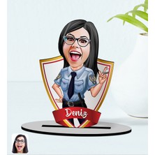 BK Kişiye Özel Isimli Kadın Karikatürlü Ahşap Biblo Model