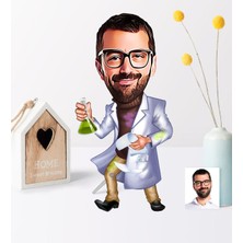 BK Kişiye Özel Bay Kimya Mühendisi Karikatür Ahşap Biblo - 1