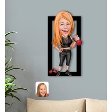 Bk Gift Kişiye Özel Kadın Sporcu Karikatürlü 3D Ahşap Tablo-2