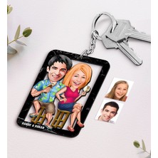 BK Kişiye Özel Isimli Sevgililer Karikatürlü Ahşap Anahtarlık-51