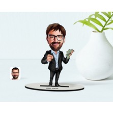 BK Kişiye Özel Bay Bankacı Karikatür Ahşap Biblo - 1
