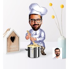 BK Kişiye Özel Bay Aşçı Karikatür Ahşap Biblo - 1