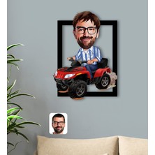 Bk Gift Kişiye Özel Erkek Atv Sürücüsü Karikatürlü 3D Ahşap Tablo-1
