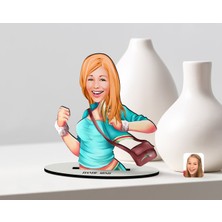 BK Kişiye Özel Kadın Karikatürlü Ahşap Biblo Model-52