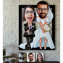 BK Kişiye Özel Sevgililer Karikatürlü 3D Ahşap Tablo-16