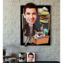 BK Kişiye Özel Bay Öğretmen Karikatürlü 3D Ahşap Tablo-2