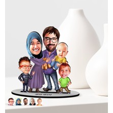 BK Kişiye Özel Aile Karikatürlü Ahşap Biblo Model-8