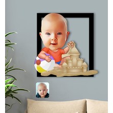 Bk Gift Kişiye Özel Tatilci Çocuk Karikatürlü 3D Ahşap Tablo-2