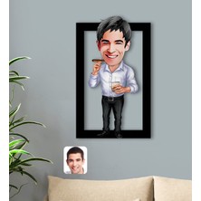 BK Kişiye Özel Baba Karikatürlü 3D Ahşap Tablo-1