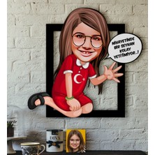 BK Kişiye Özel Kız Çocuk Kolay Yetişmiyor Karikatürlü 3D Ahşap Tablo-3