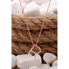 Sümer Telkari R Harf Nazar Boncuklu Rose Gümüş Kolye 79