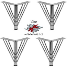 Yıldırım Yapı Mobilya Ayağı Telli 4 Adet 15 cm Krom