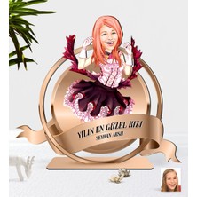 BK Kişiye Özel Kadın Soyut Karikatürlü 3D Ahşap Biblo Plaket-14