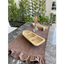 Vintage Kahverengi Tek Kat Fırfırlı Runner