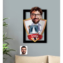 BK Kişiye Özel Isimli Erkek Radyolojist Karikatürlü 3D Ahşap Tablo-1