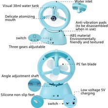 Yuekeda Şarj Edilebilir Masaüstü Mini USB Fan - Mavi (Yurt Dışından)