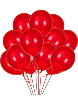 Hknys 20 Adet Metalik Sedefli Kırmızı   Balon, Helyumla Uçan-Dogum Günü-Parti-Kaliteli Balon