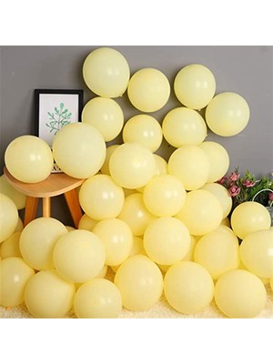 60 Adet Sarı Renk Soft Makaron  Balon-Pastel-Soft Balon-Dogum Günü Parti Balonları