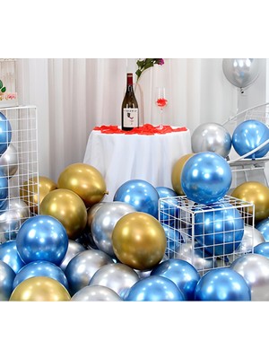 20 Adet Altın-Renkli Krom Balon (Aynalı Balon)