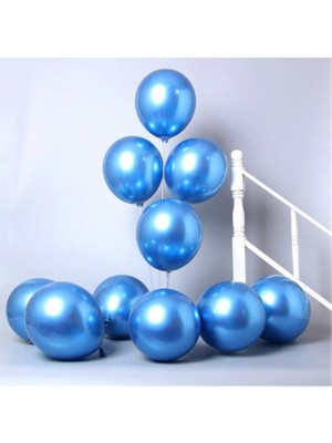 15 Adet Mavi Krom Balon (Aynalı Balon) 1 Kalite Krom Balon Aynalı Balon Helyum Uyumlu