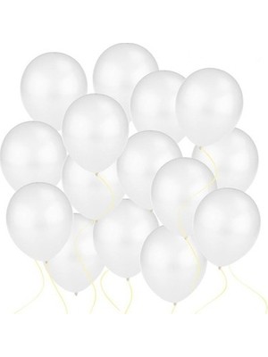 85 Adet Metalik Sedefli Beyaz  Balon, Helyumla Uçan-Dogum Günü-Parti-Kaliteli Balon