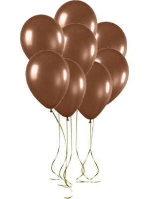 50 Adet Metalik Sedefli Kahverengi   Balon, Helyumla Uçan-Dogum Günü-Parti-Kaliteli Balon