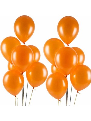 35 Adet Metalik Sedefli Turuncu   Balon, Helyumla Uçan-Dogum Günü-Parti-Kaliteli Balon