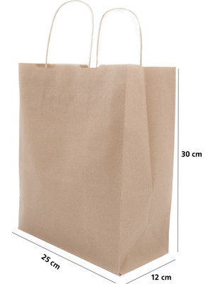 Roco Paper Co. Kraft Kağit Poşet ( Çanta) 25*30*12 - (25'li̇ Paket)