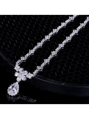 HaiTun Lüks Gelin Aksesuarları Takı Seti Küpe Çiçek Kolye Kadınlar Için Nedime Düğün Hediyesi | Mavi Takı Setleri | Küpe Pendantjewelry Setleri Küpeler (Yurt Dışından)