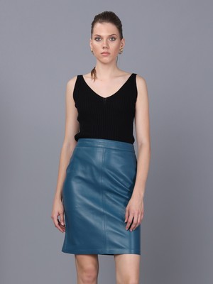 Basics & More Kadın Hakiki Deri Etek