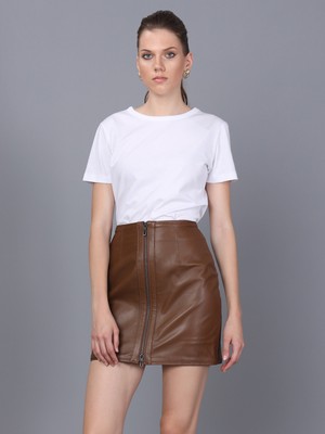 Basics & More Kadın Hakiki Deri Etek