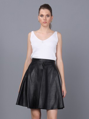 Basics & More Kadın Hakiki Deri Etek