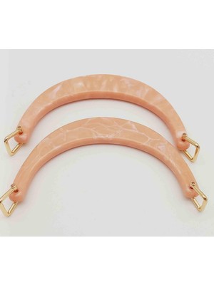 Angel Çanta Aksesuar Halkalı Pudra Renk Mermer Desen Akrilik Çanta Sapı