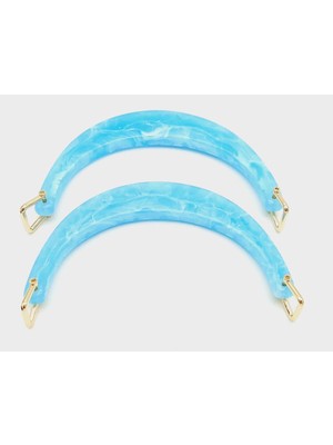 Angel Çanta Aksesuar Halkalı Turkuaz Renk Mermer Desen Akrilik Çanta Sapı