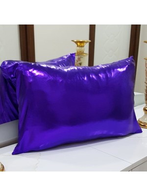 Körfez Kırlent Lame Kumaş Kırlent Kılıfı Mor 35 x 55 Cm