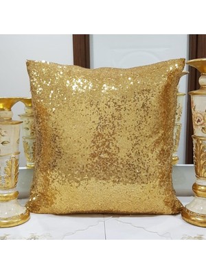 Körfez Kırlent Pul Payetli Kırlent Kılıfı Gold
