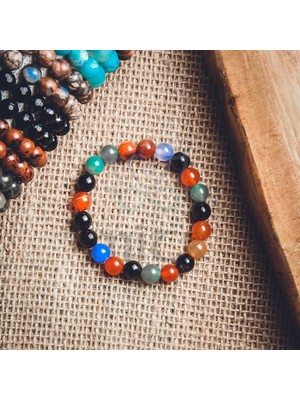 Ermap Düz Akik Hakiki Taşlı Doğal Bileklik