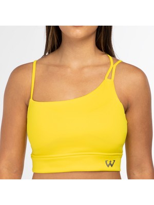 Wiawi Kadın Ince Askılı Spor Sütyeni Atlet Esnek Crop Top - Sunlight Sarı