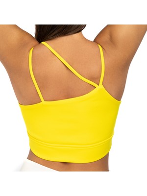 Wiawi Kadın Ince Askılı Spor Sütyeni Atlet Esnek Crop Top - Sunlight Sarı