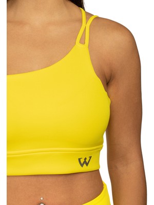 Wiawi Kadın Ince Askılı Spor Sütyeni Atlet Esnek Crop Top - Sunlight Sarı