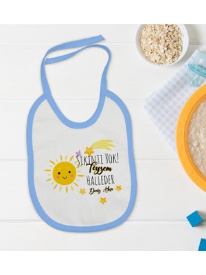 Bk Kids Kişiye Özel Mavi Bebek Mama Önlüğü - Model 56